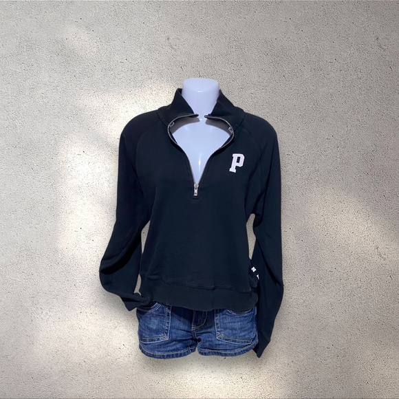 VS PINK Black Quarter Zip Sweater - Picture 1 of 6